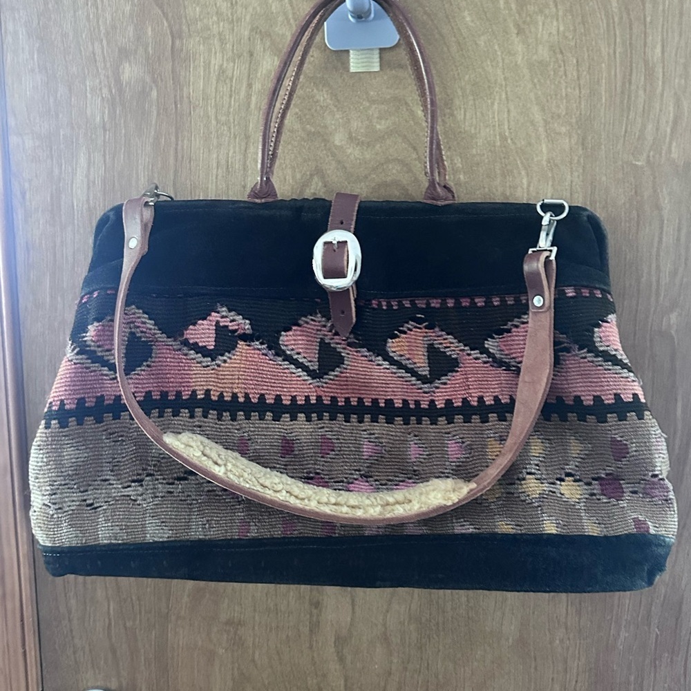 Vintage RARE 1980s Claudia Tres Jolie Kilim Carpet Handbag